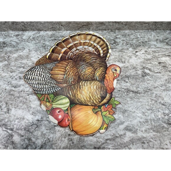 7 Vintage Amscan Thanksgiving Cardboard Cutouts Die Cut Pilgrims Pumpkins Turkey - Picture 9 of 11